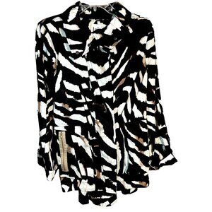 Luii Anthropologie Animal-Print Linen Jacket High-Low Safari Boho Eco-Friendly M